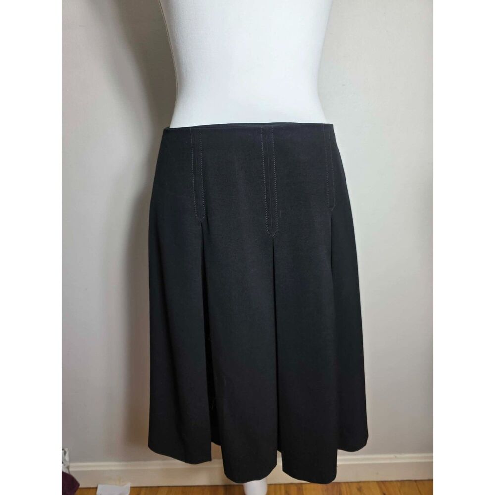 Max Studio Black Pleated Midi Skirt